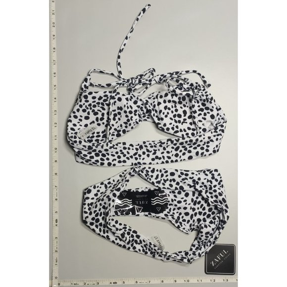NWT ZAFUL Small Tankini White with black pebbles bikini set - Picture 2 of 6